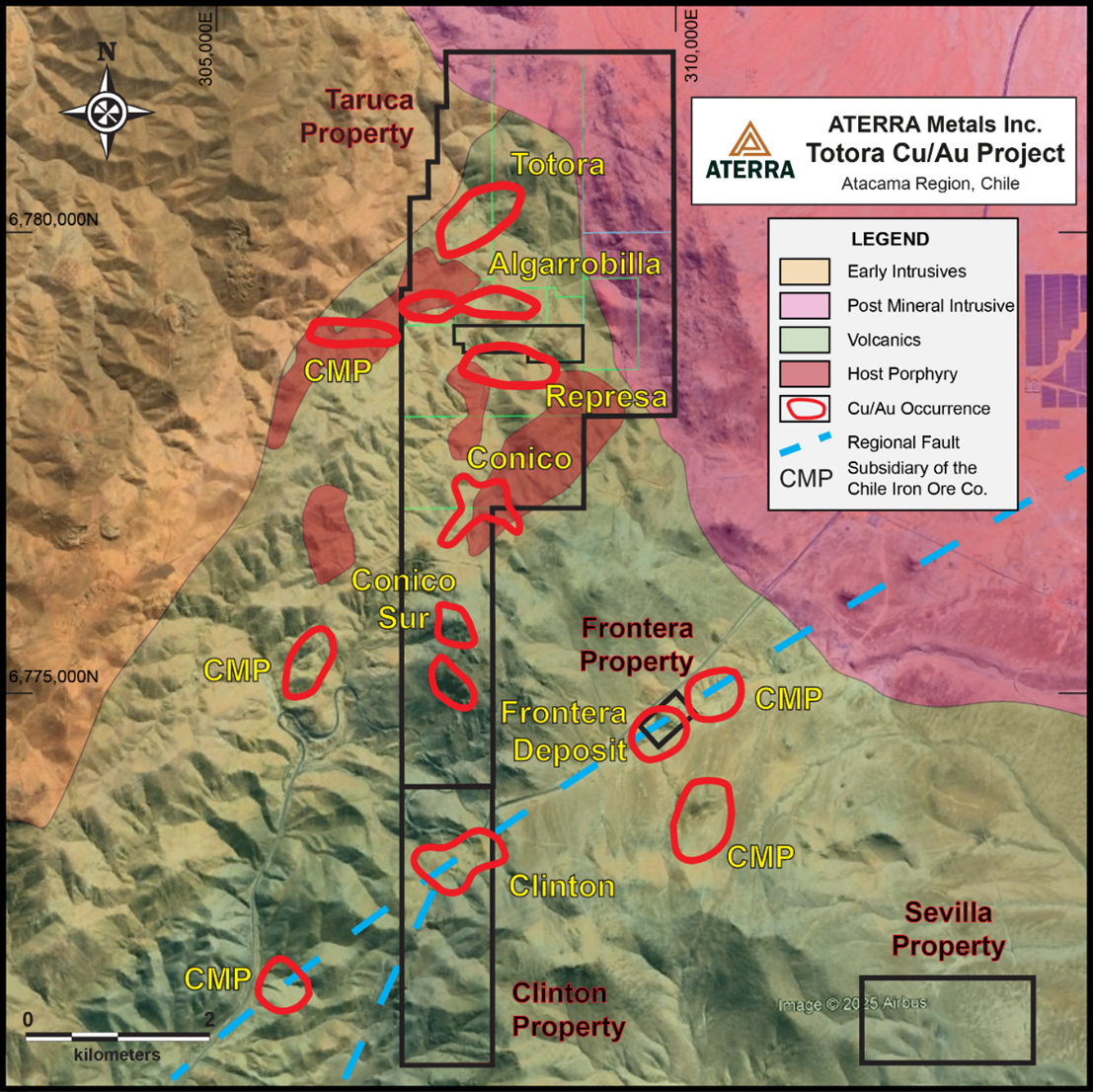 otora Cu/Au Project: Frontera, Taruca, Clinton and Sevilla Propertiesand Known Cu/Au Occurrences